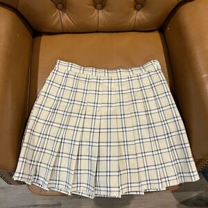OAK + FORT Plaid Skater Skirt in Cream and Black